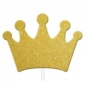 Toppers Coroas Glitter Dourado - conj.12